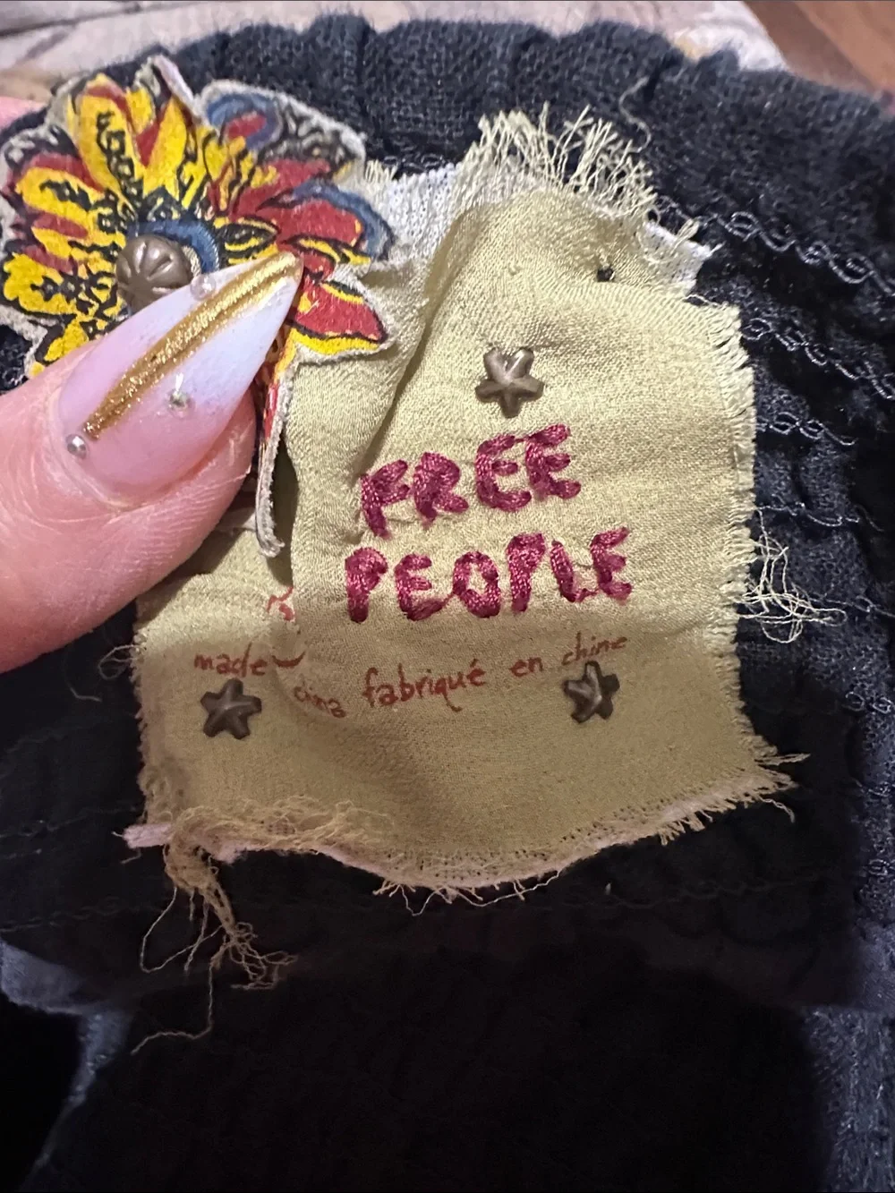 Free People Black Floral Embroidered Skirt